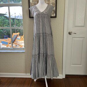 Anthropologie Urvashi Kaur Meera Striped Tiered Maxi Dress